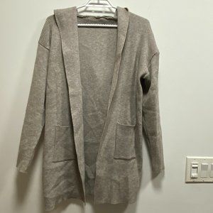 SHEIN Grey Hooded Cardigan with Pockets